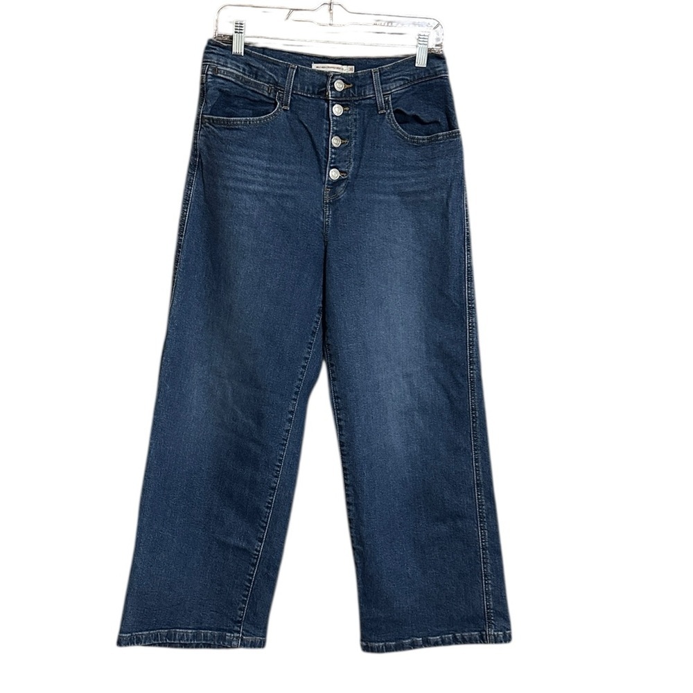 Levi's Mile High Cropped Wide Leg Jean Button Fly Women's Blue Wide-Leg Size 30